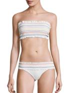 Tory Burch Swim Smocked Costa Bandeau Bikini Top