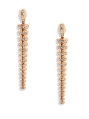 Melissa Kaye Tori Long Diamond & 18k Pink Gold Drop Earrings