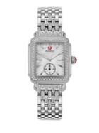 Michele Watches Deco Diamond, Mother-of-pearl & Stainless Steel Bracelet Watch
