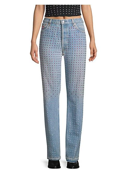 Frankie B Baggy Reconstructed Rhinestone Jeans