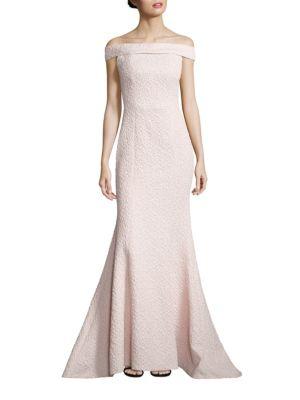 Alberto Makali Textured Off-the-shoulder Gown
