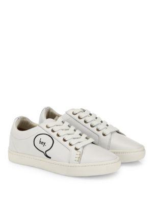 Soludos Embroidered Speech Bubble Leather Sneakers