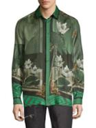 Versace Collection Chinoiserie-print Silk Button-down Shirt