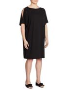 Eileen Fisher, Plus Size Plus Size Solid Cold Shoulder Shift Dress