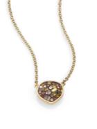 Pleve Cinnamon Diamond & 18k Yellow Gold Small Pebble Pendant Necklace