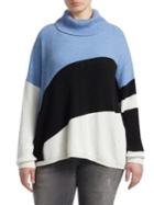 Marina Rinaldi, Plus Size Knit Color-block Funnelneck Sweater