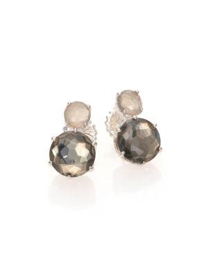 Ippolita Rock Candy Grey Moonstone, Pyrite & Sterling Silver Two-stone Stud Earrings