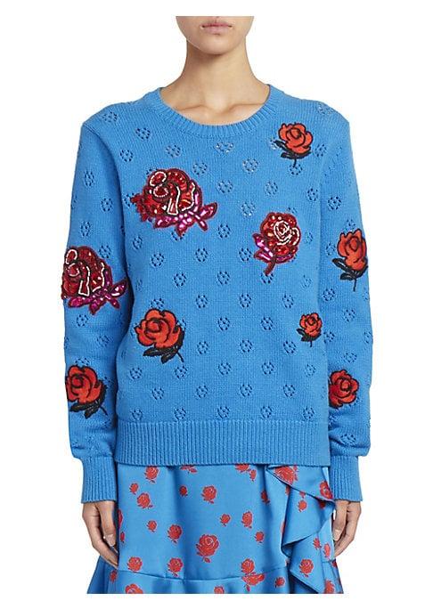 Kenzo Embellished Rose Crewneck Sweater