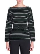 Fendi Cashmere Striped Knit Belted Sweater