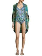 Camilla Feather Open Front Silk Cardigan