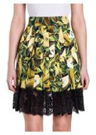 Dolce & Gabbana Lace-hem Pear Print Skirt