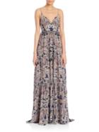L'agence Honore Paisley-print Silk Maxi Gown