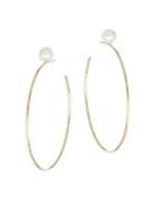 Mizuki 14k Large Pearl Hoop Earrings