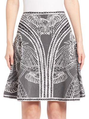 Herve Leger Dove-print A-line Knit Skirt