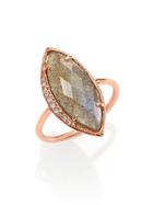 Jacquie Aiche Labradorite, Diamond & 14k Rose Gold Marquis Ring