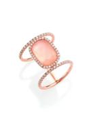 Meira T Rose Quartz, Mother-of-pearl, Diamond & 14k Rose Gold Ring