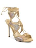 Rene Caovilla Crystal-embellished Suede Lace-up Sandals