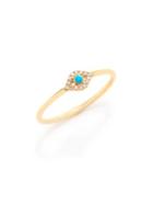 Sydney Evan Small Infinity Diamond, Turquoise & 14k Yellow Gold Evil Eye Ring