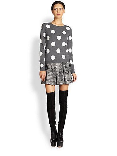 Alice + Olivia Celyn Wool Polka-dot Sweater