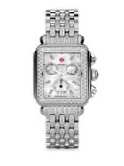 Michele Watches Deco Mother-of-pearl & Stainless Steel Chronograph Diamond Bracelet Watch