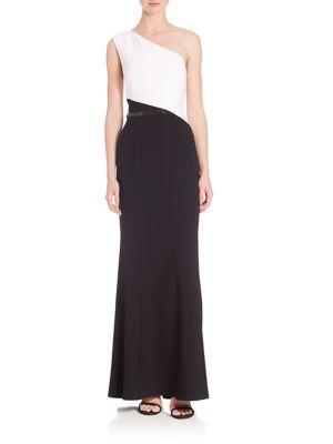 Laundry By Shelli Segal One-shoulder Colorblock Gown