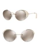 Valentino Glamtech 52mm Mirrored Round Sunglasses