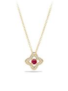 David Yurman Venetian Quatrefoil Necklace With Ruby And Diamonds In 18k Gold