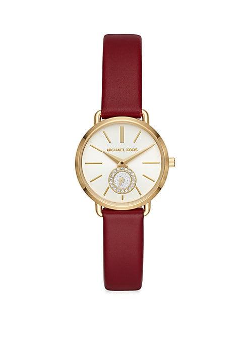 Michael Kors Petite Portia Leather-strap Watch