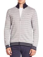 Lacoste Double-face Chine Striped Zip-front Cardigan