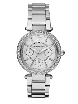 Michael Kors Parker Pave Stainless Steel Chronograph Bracelet Watch