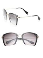 Miu Miu 52mm Semi-rimless Acetate & Metal Square Sunglasses