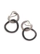 John Hardy Classic Chain Black Sapphire & Sterling Silver Lava Double Hoop Drop Earrings