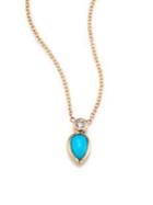 Zoe Chicco Diamond, Turquoise & 14k Yellow Gold Pendant Necklace