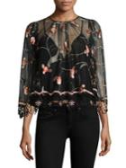 Alice Mccall I'm A Believer Sheer Embroidered Floral Blouse