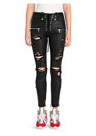 Ben Taverniti Unravel Project Distressed Leather Lace-up Skinny Jeans