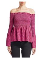 A.l.c. Agra Ruched Off-the-shoulder Bell-sleeve Peplum Top