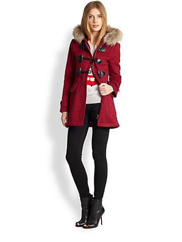 Burberry Brit Fur-trimmed Wool Blackwell Coat
