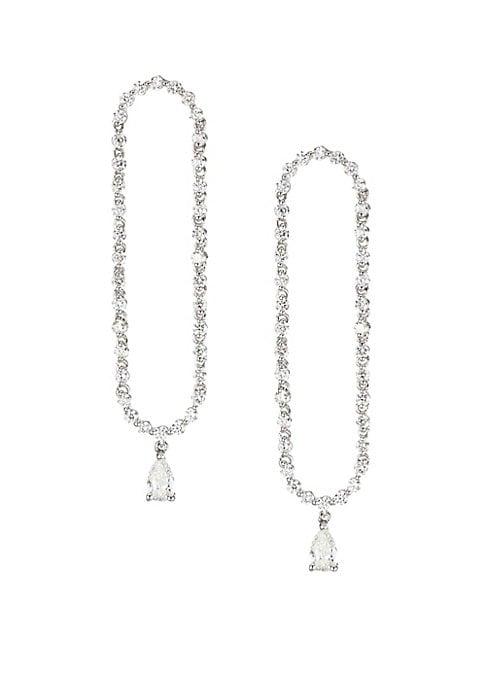 Anita Ko Pave Diamond & 18k White Gold Oval Drop Earrings