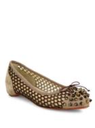 Christian Louboutin Mix Spiked Suede & Knotted Mesh Flats