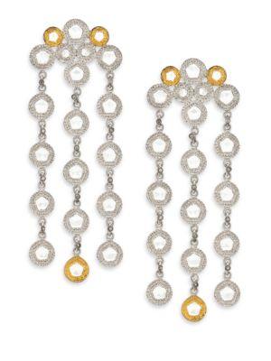 Coomi Silver Opera Diamond, Crystal, 20k Yellow Gold & Sterling Silver Chandelier Earrings