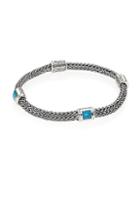 John Hardy Classic Chain Sterling Silver & Turquoise Four-station Bracelet