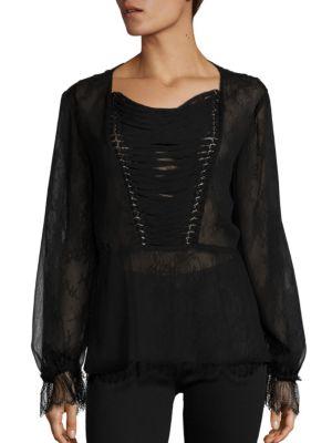 The Kooples Long Sleeve Lace-up Detailed Blouse