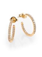 Roberto Coin Diamond & 18k Yellow Gold Hoop Earrings/0.7