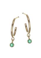 Zoe Chicco 14k Yellow Gold & Emerald Huggie Earrings