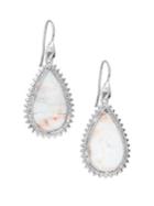 Eddie Borgo White Lace Agate & Pave Crystal Small Studded Teardrop Earrings