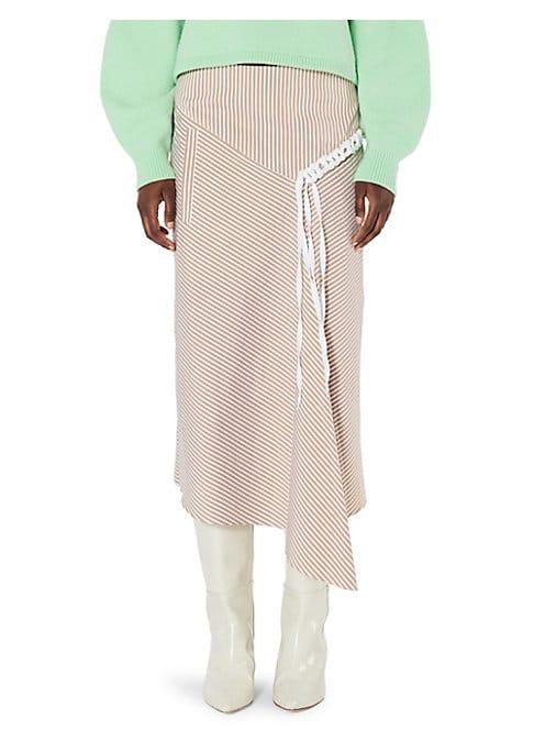 Tibi Kaia Striped Asymmetric Landyard Skirt
