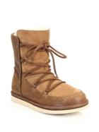 Ugg Lodge Sheepskin-lined Leather & Suede Lace-up Boots