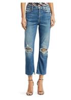 Mother Tomcat High-rise Jewelled Ripped Ankle Jeans