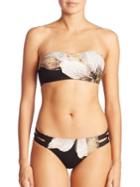 Carmen Marc Valvo Guilded Garden Strappy Bandeau Bikini Top
