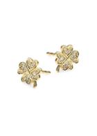 Ef Collection Diamond & 14k Yellow Gold Clover Single Stud Earring